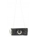 Evening Bags Wholesale - Black Shiny Leather-Like Pleated w/ Crystal Accent Ring Evening Bag - BG-90373B